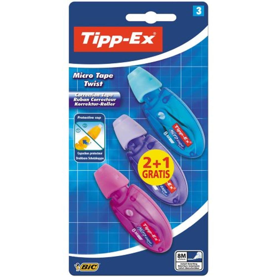 Producto BIC Tipp-Ex Micro Tape Twist - Blíster de 3 cintas correctoras de