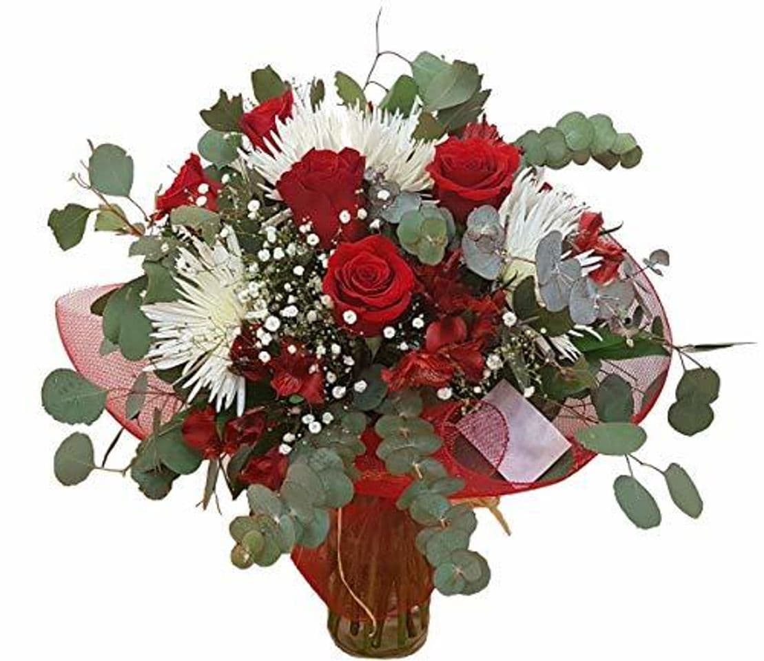 Producto REGALAUNAFLOR-Ramo de 6 rosas rojas naturales y bombones FLORES FRESCAS-ENTREGA EN 24