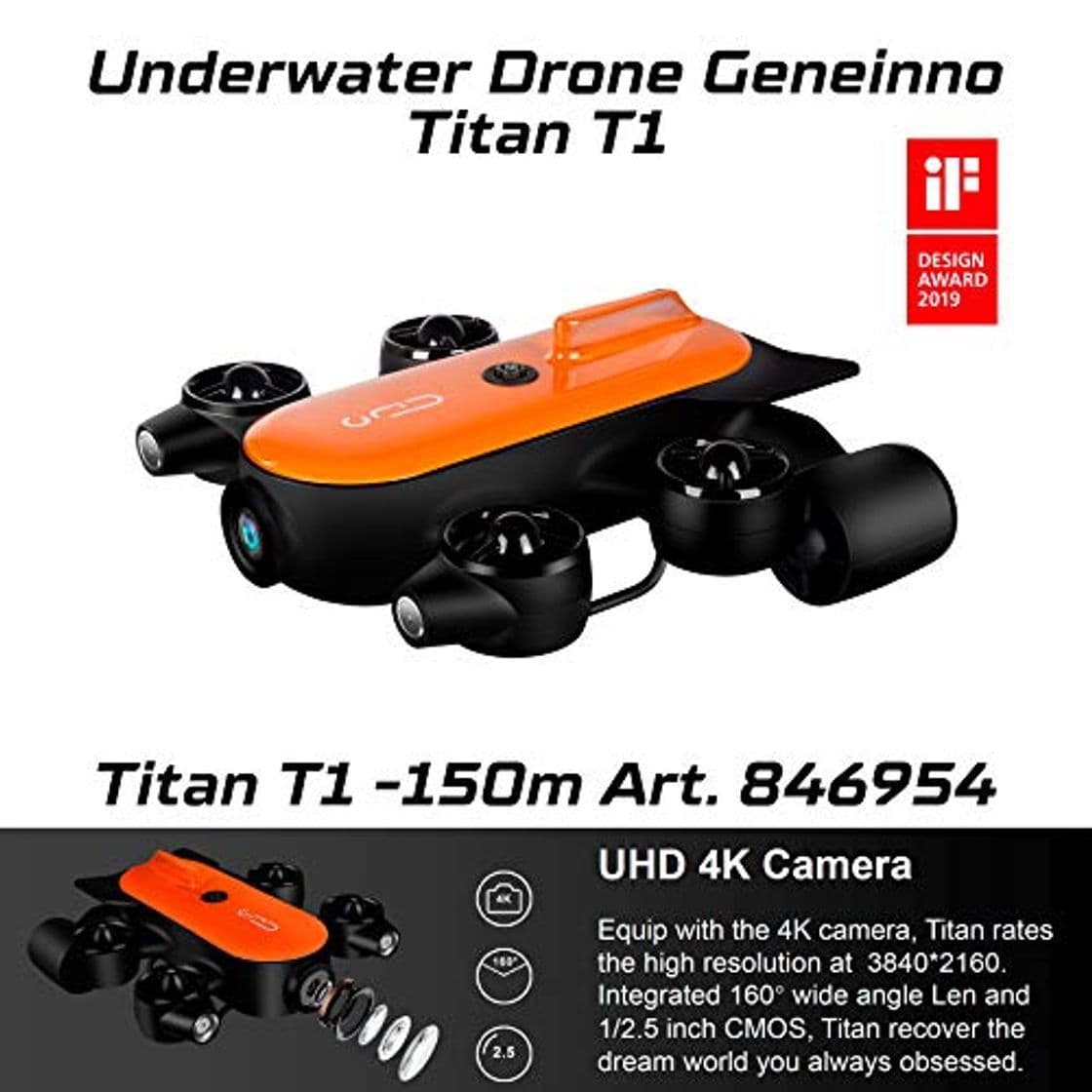 Product Geneinno Drone Submarino Con Rendimiento Potente Titan 150 Metros T6T