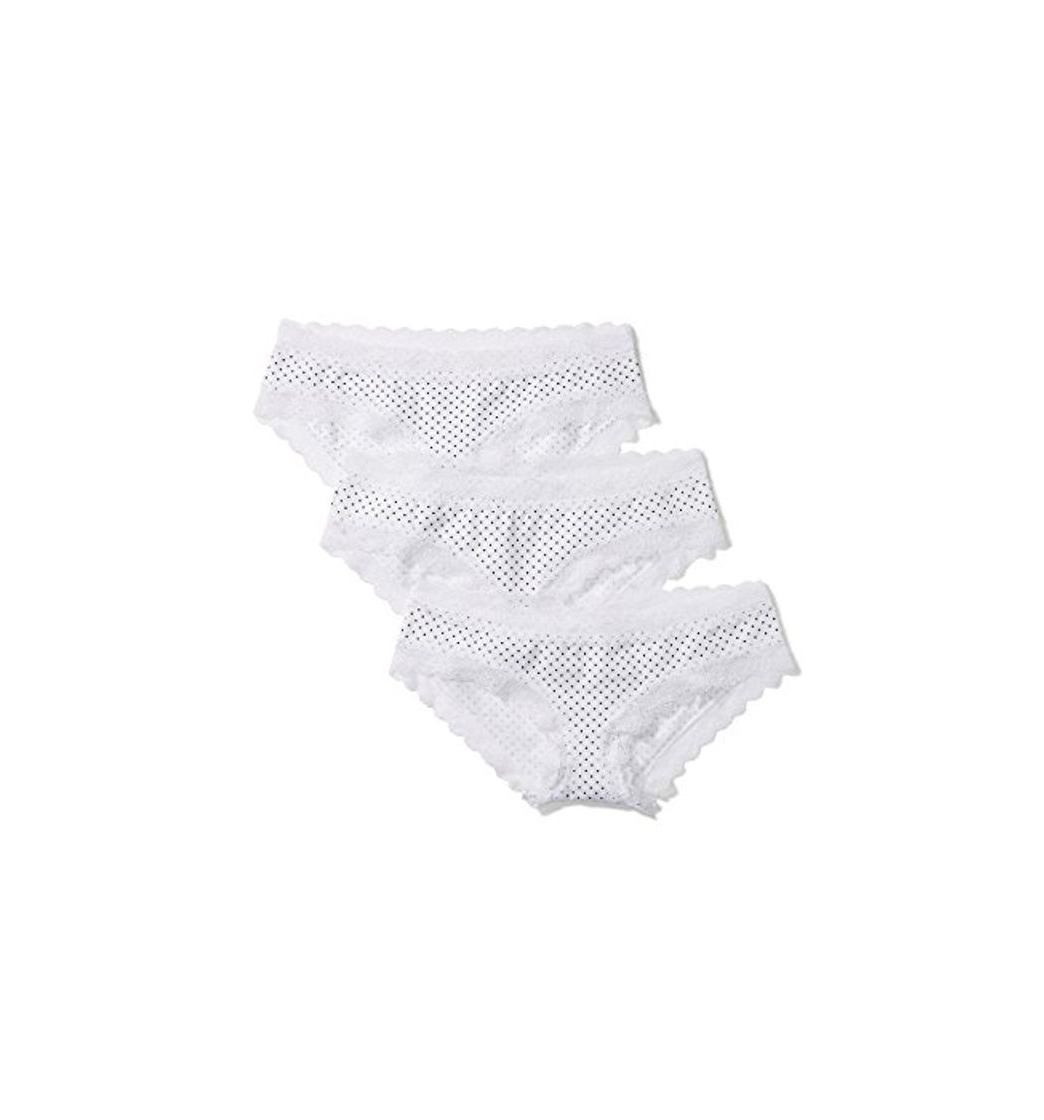 Fashion Marca Amazon - Iris & Lilly Bragas Mujer, Pack de 3, Blanco