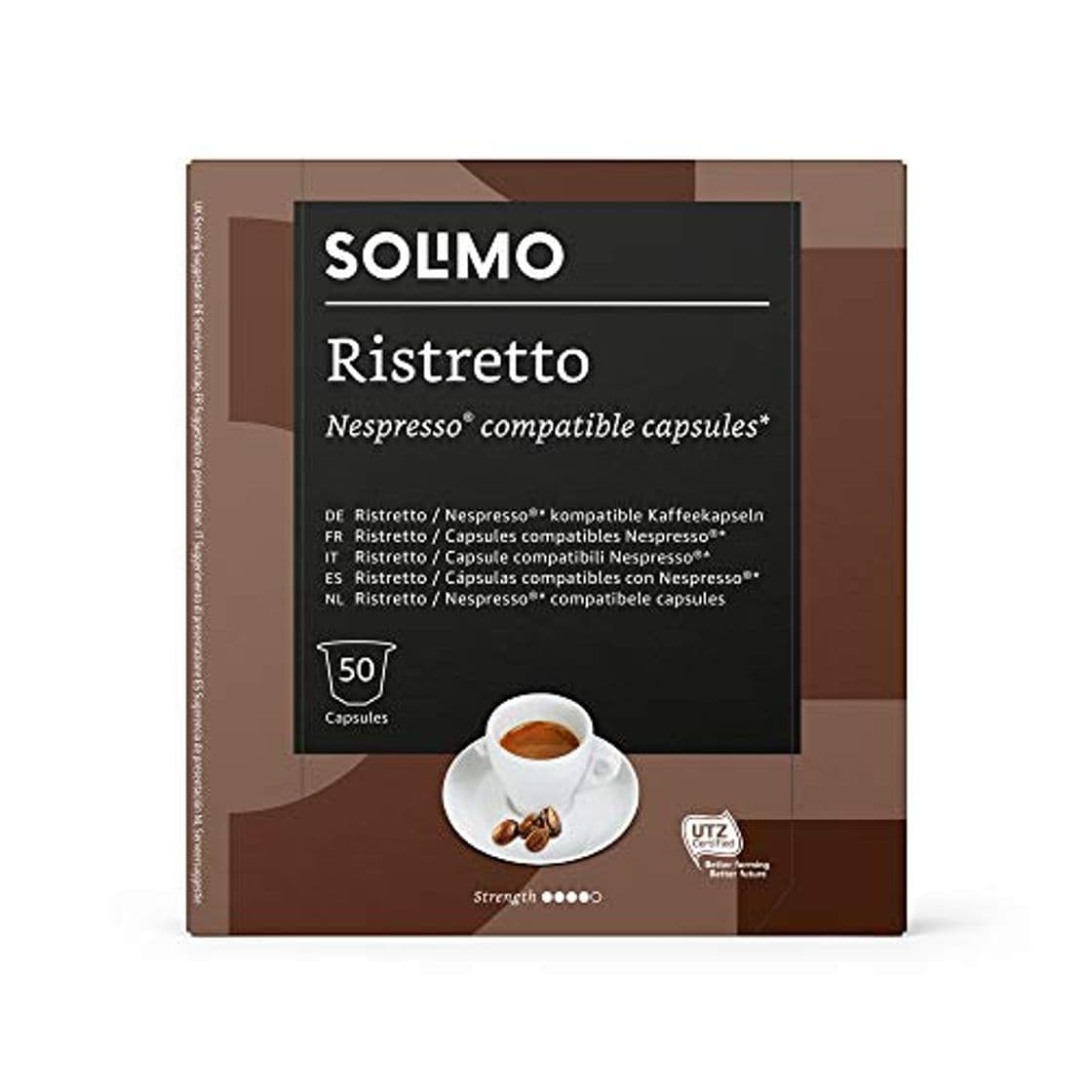 Product Marca Amazon - Solimo Cápsulas Ristretto, compatibles con Nespresso - café certificado