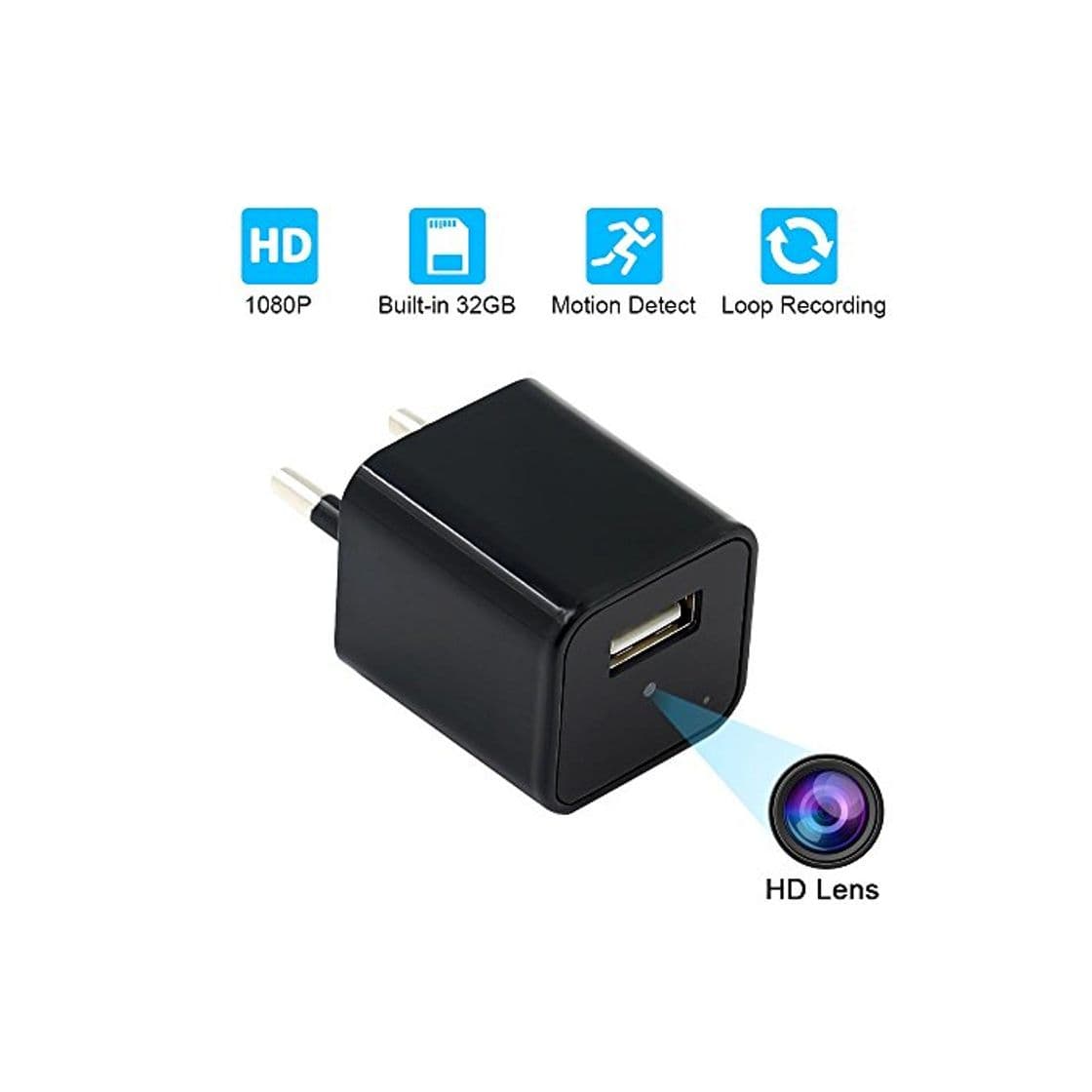 Producto USB Wall Charger Cámara Espía,UYIKOO HD 1080P Ocultos Cámara with 32GB Internal