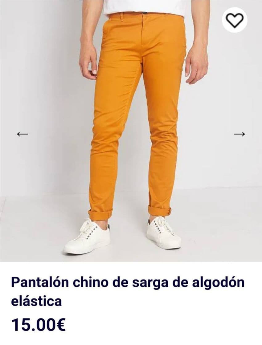 Fashion Pantalón chino de sarga de algodón elástica Hombre -