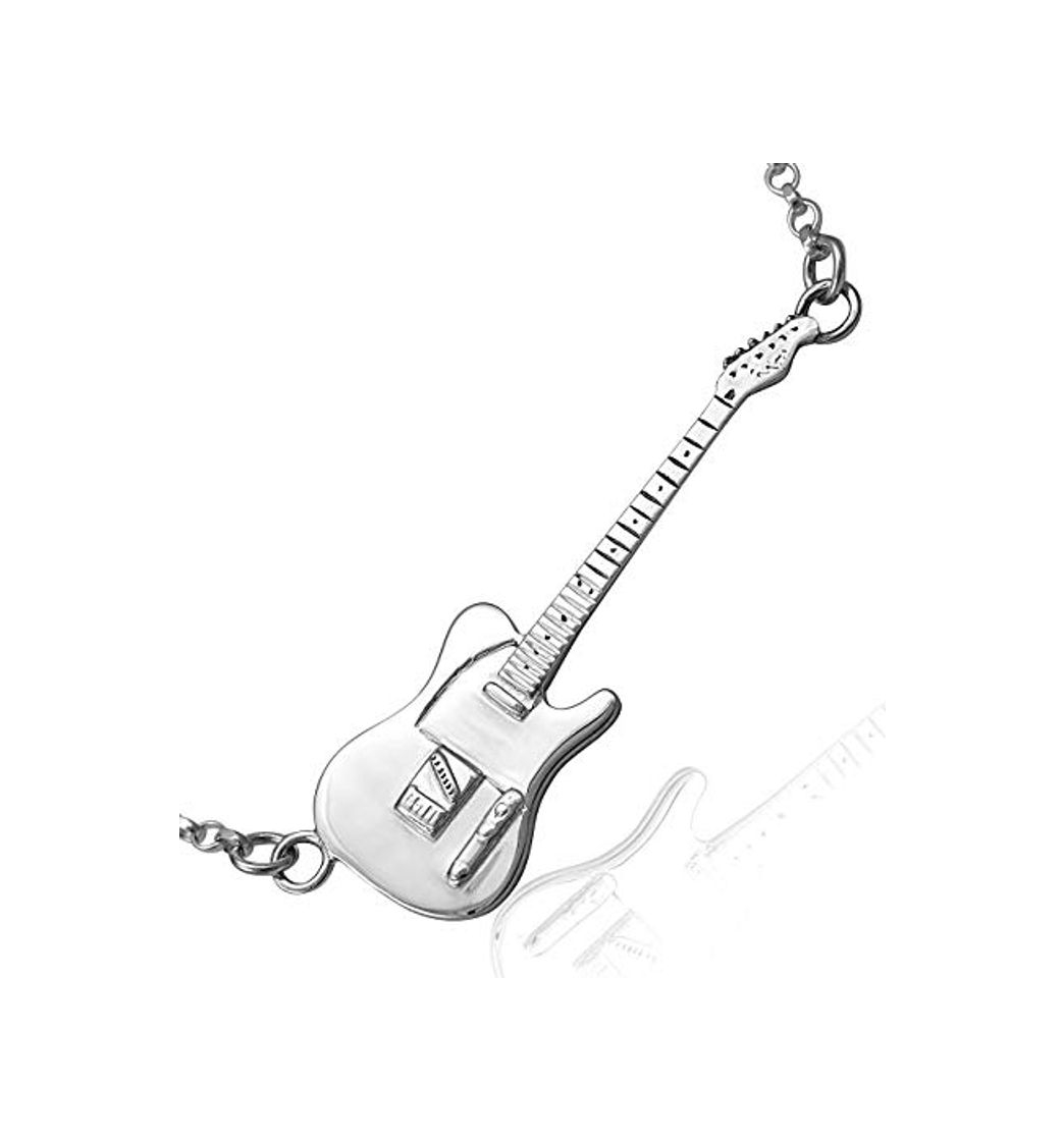 Electronic Jewellery-Joia Sterling Silver Fender Telecaster Miniature Electric Guitar Pendant Charm & Necklace