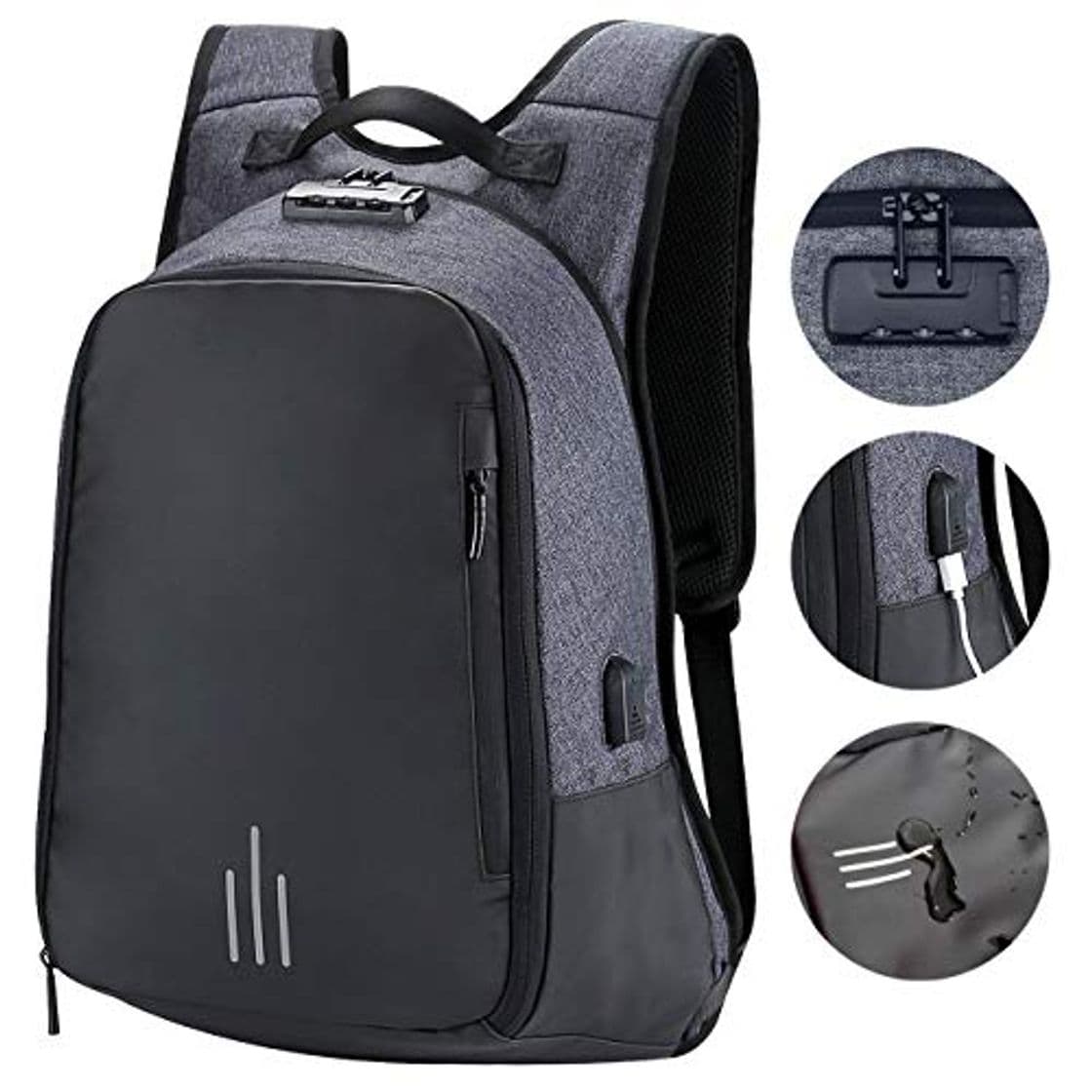 Product ERAY Mochila Hombre Antirrobo para Portátil 15.6", USB Puerto de Carga, Impermeable,