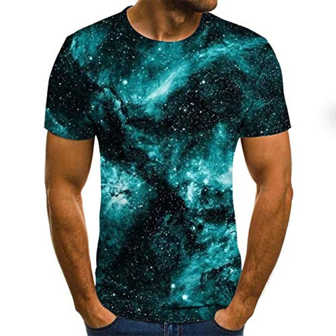 Producto LKFTH Camiseta Divertida 3D Hombres Ropa Psychedelic Print Casual Camiseta de Manga Corta Hombres Streetwear Hombres Personalidad S Dark Green