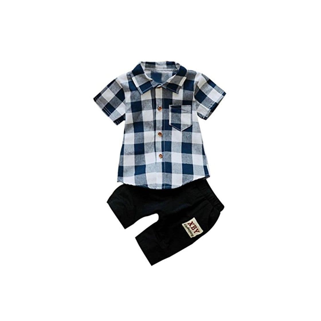 Product Fossen 2 Piezas/Conjunto Ropa Verano Bebé Niños Camiseta de Plaid y Pantalones