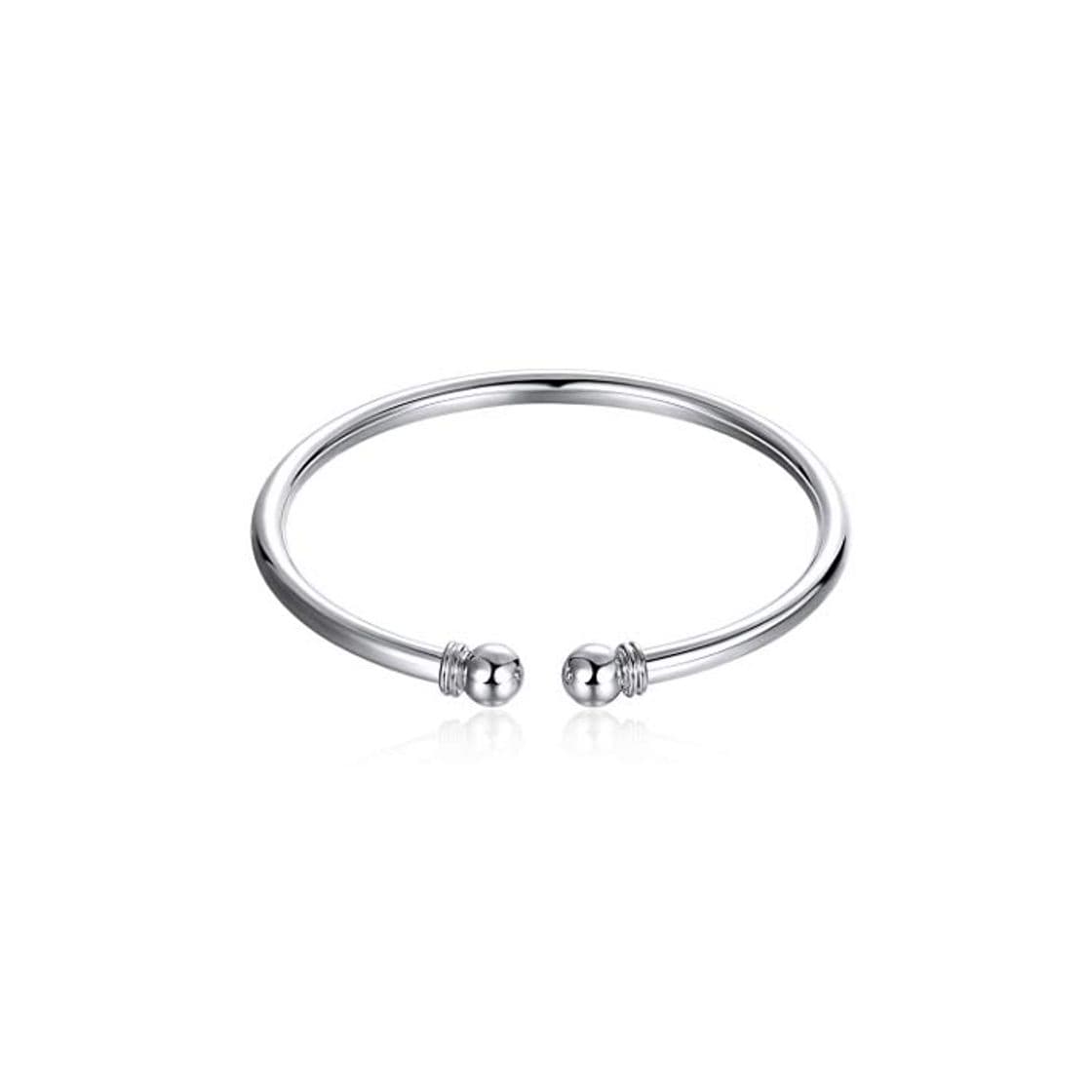 Product ChicSilver Brazaletes Simples Delgados Finos de Boca Abierta Abrible Acabado Púlido Cuff Bangle Regalo Romántico