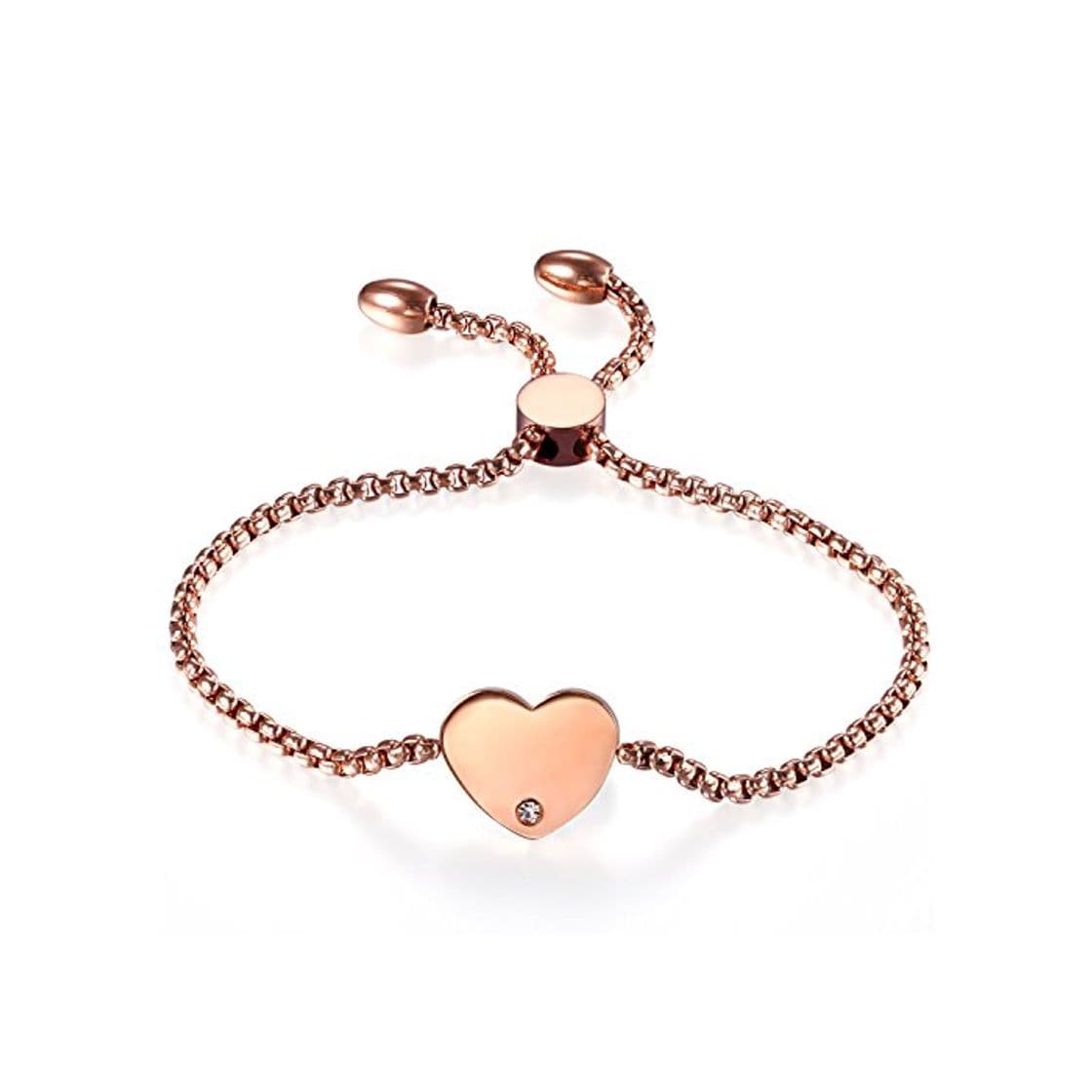 Product Cupimatch Pulsera Corazón Tous Mujer Joyeria Acero Inoxidable Pulido Pulsera Mujer Brazalete Ajustable Regalo Aniversario Enchapada en Oro Rosa