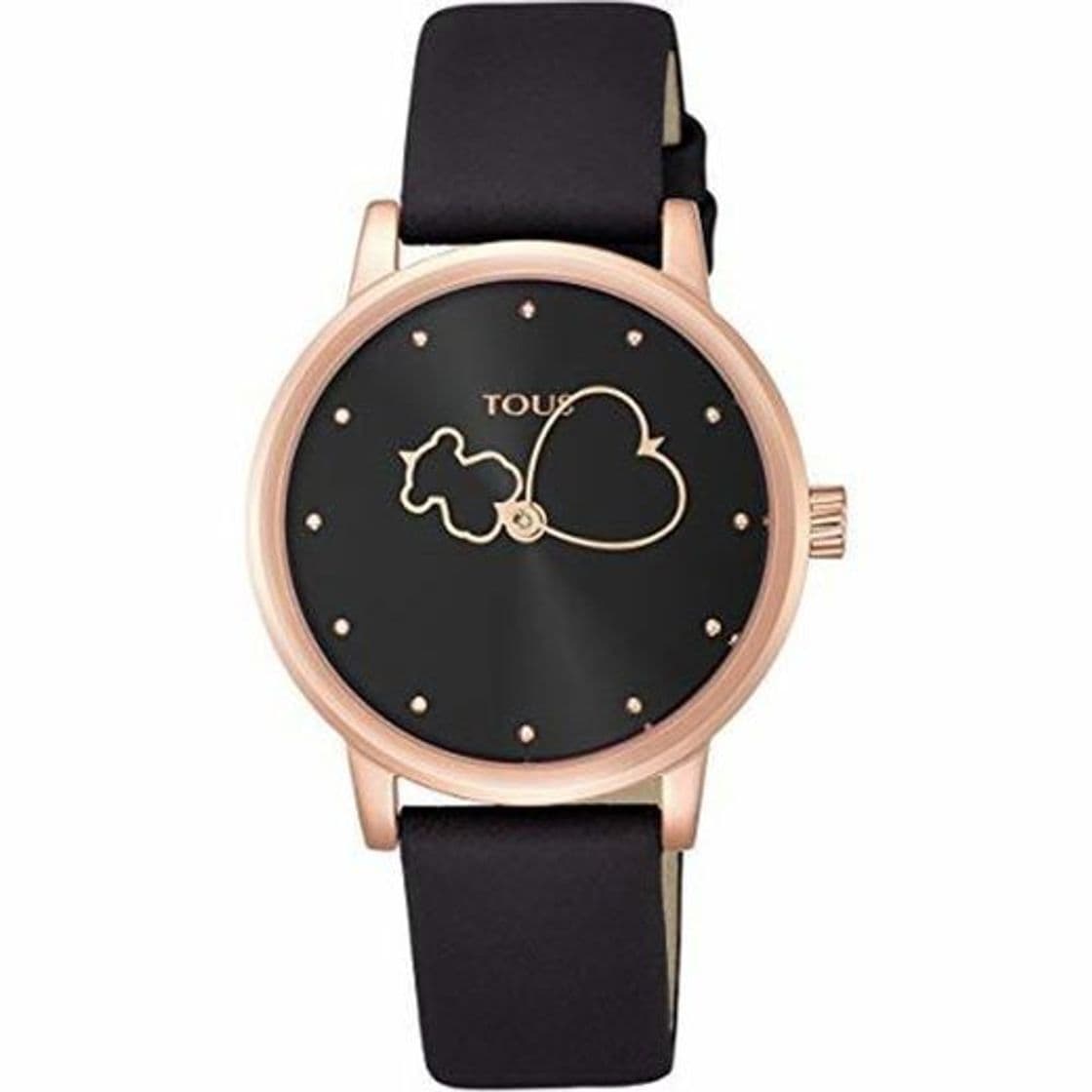 Moda Reloj Tous Bear Time de acero IP rosado con correa de piel