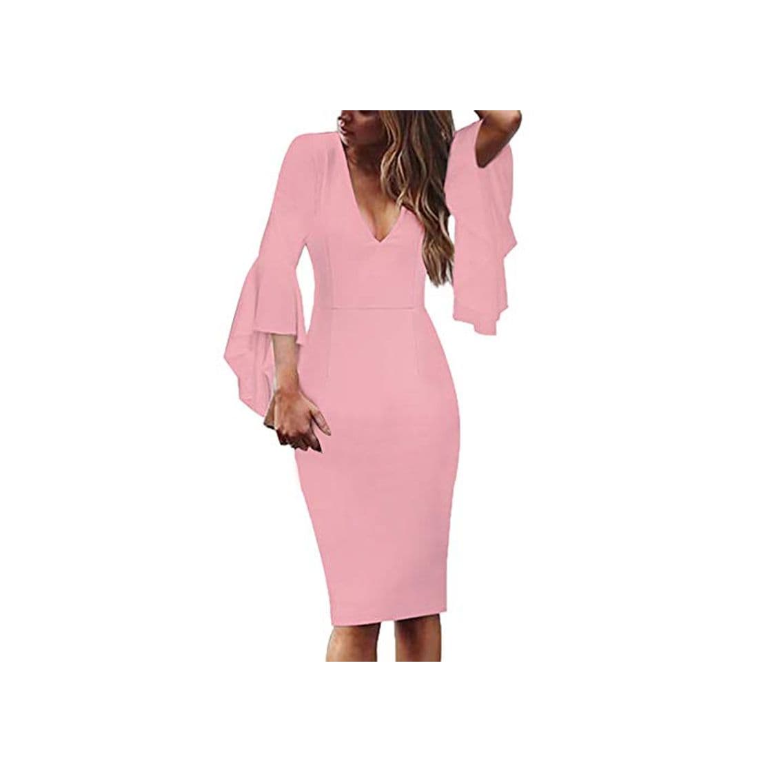 Product beautyjourney Vestido de Trabajo Ajustado con Cuello en V para Mujer Vestido