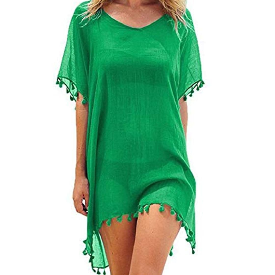 Producto heekpek Mujer Borla Trajes de Baño Gasa Ropa de Playa Beach Bikini Cover Up Camisolas y Pareos Plus Size