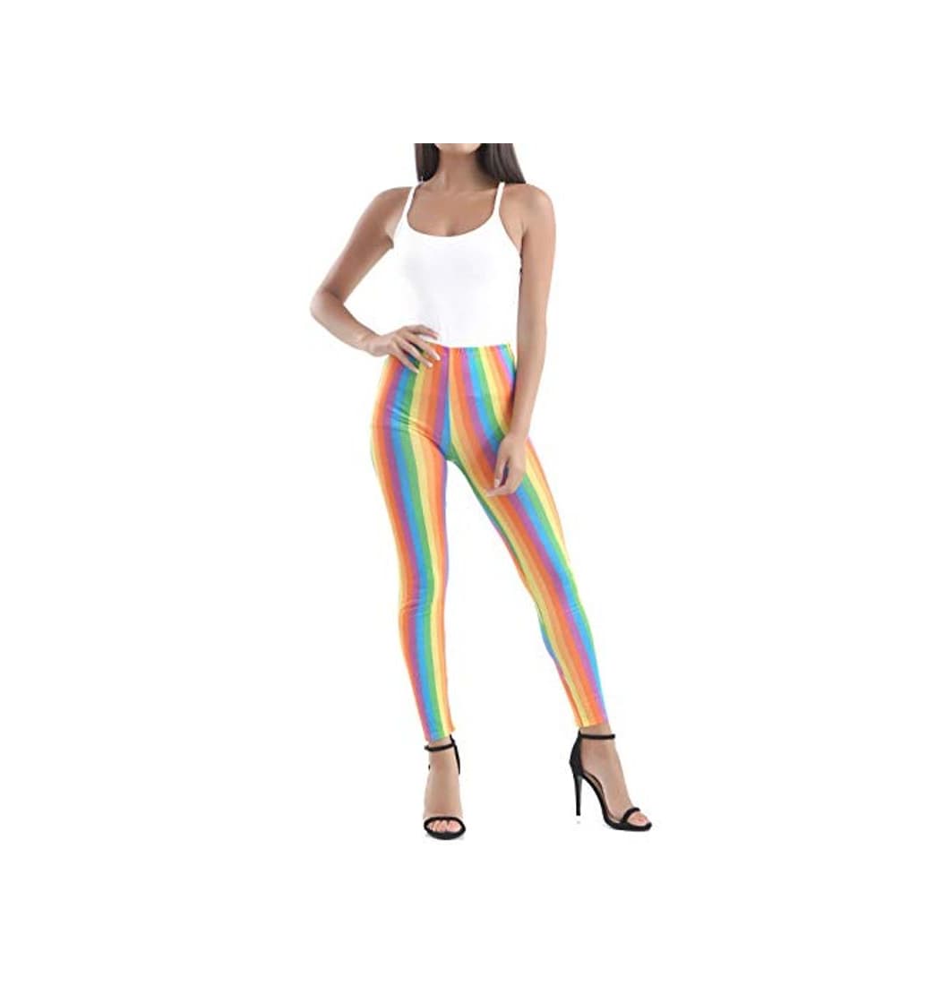 Product Islander Fashions Damas Rainbow Striped Leggings para Mujer Payaso Orgullo Gay Desfile