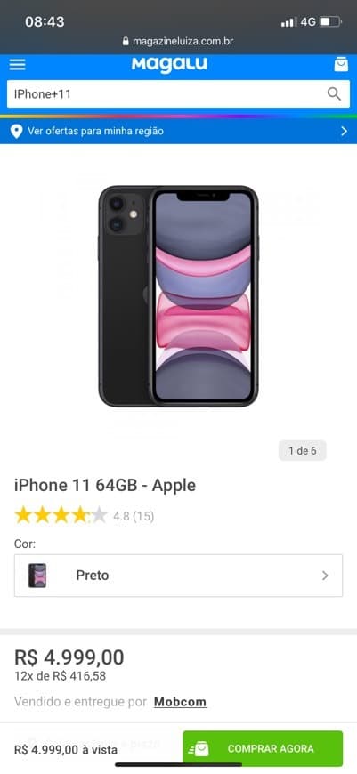 Moda IPhone 11 64 GB promoção ✌🏽