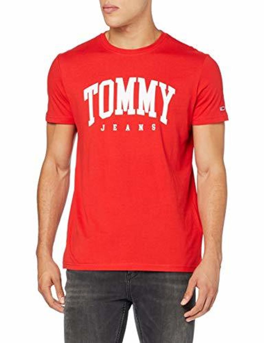 Fashion Tommy Jeans TJM Essential Logo tee Camisa para Hombre, Rojo