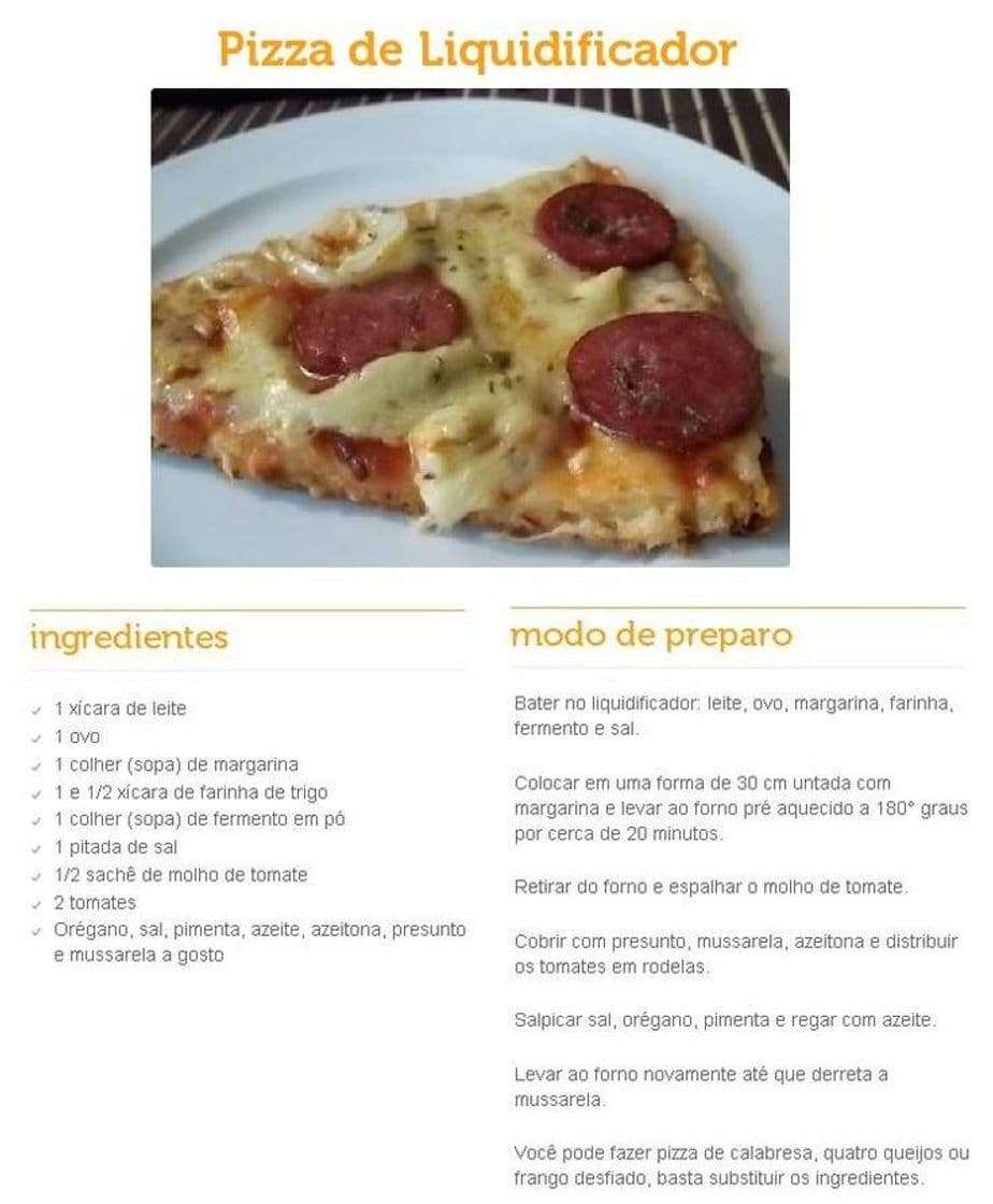 Moda Pizza de liquidificador❤