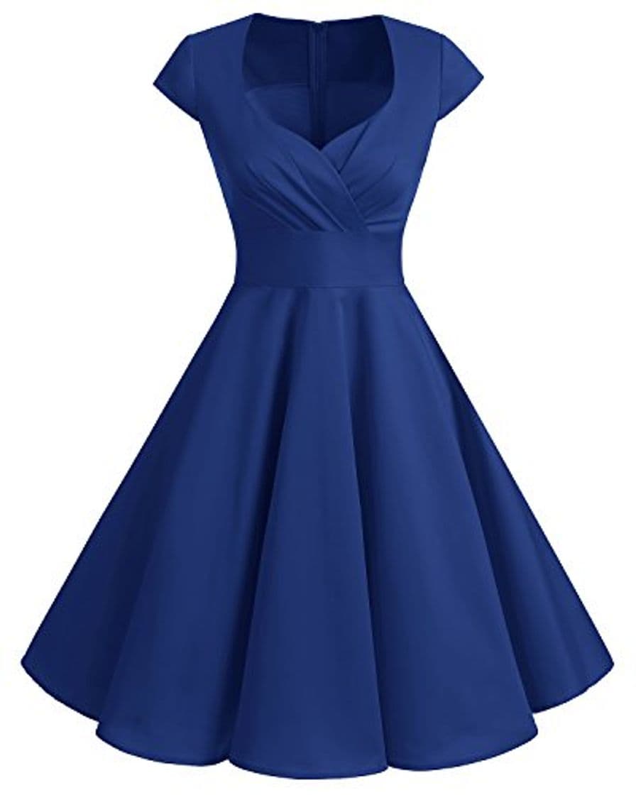 Producto Bbonlinedress Vestido Corto Mujer Retro Años 50 Vintage Escote En Pico Royal