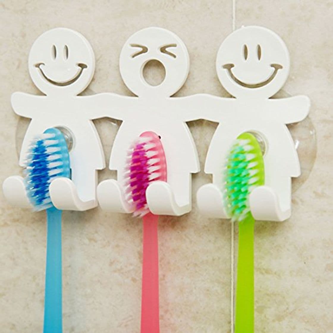 Product Bonito soporte para cepillos de dientes con ventosa para pared del baño