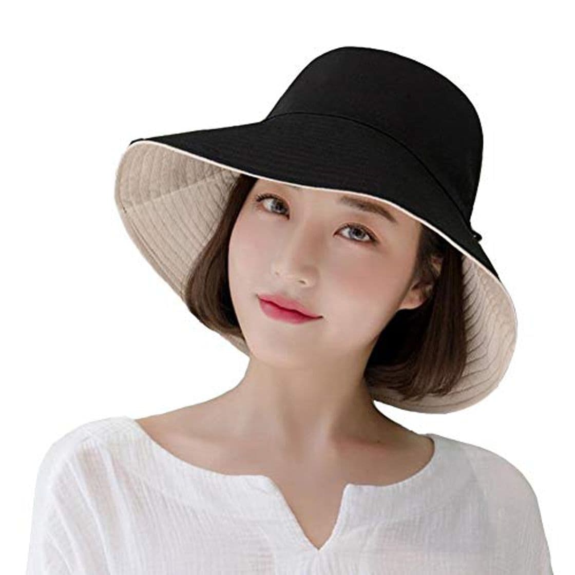 Fashion Yuccer Sombrero Mujer Verano Plegable, Algodón Protección Solar Gorro de Playa Mujer