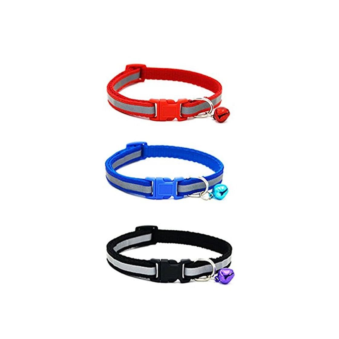 Producto UEETEK 3pcs gato reflectante Collar con campana regulable para mascotas gatito cachorro