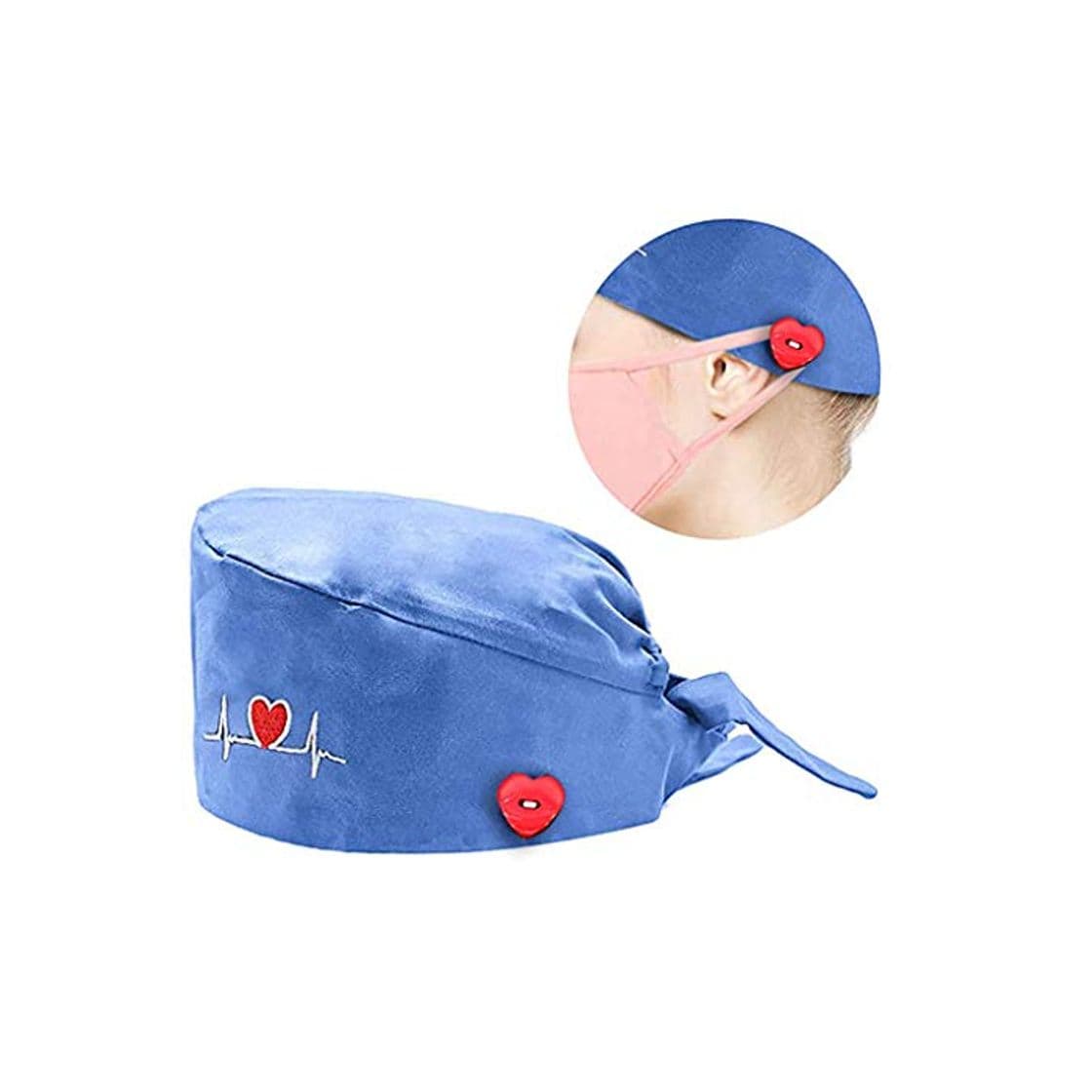 Product riou Gorro Quirúrgico Algodón Corazón Estampado Gorro Médico Enfermera Gorro de Quirófano Ajustable Gorro de Cirugía Gorro de Trabajo