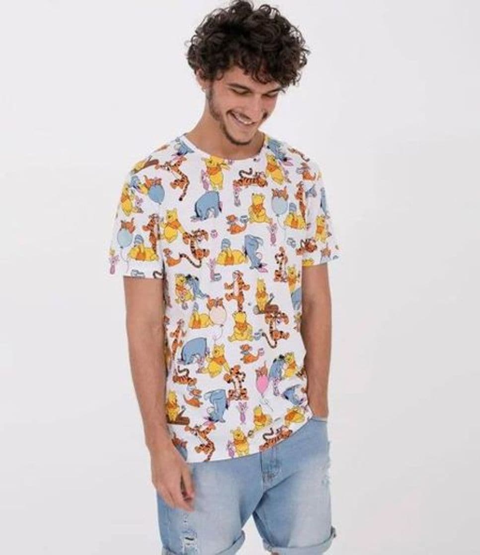 Producto Remera Manga Corta Estampa Pooh y Amigos Blanco

