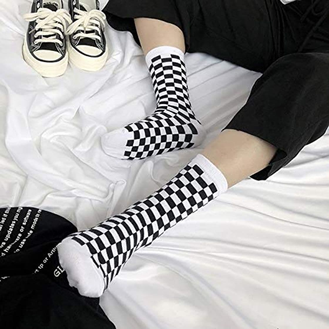 Producto Corea del Harajuku tendencia de las mujeres del tablero a cuadros geométricos Calcetines Calcetines Hombres de Hip Hop de algodón unisex Streetwear Novedad calcetines