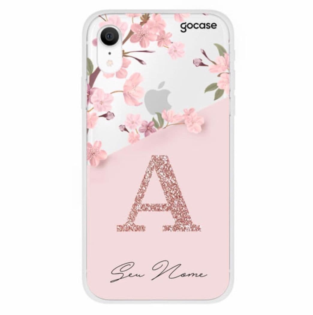 Fashion Capinha para iPhone XR Classical Rosé Inicial Glitter - Gocase