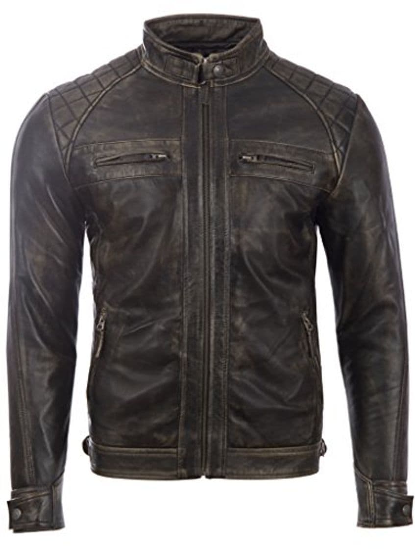 Moda Aviatrix Chaqueta Biker De Cuero Autentica para Hombre con Diseno De Hombros