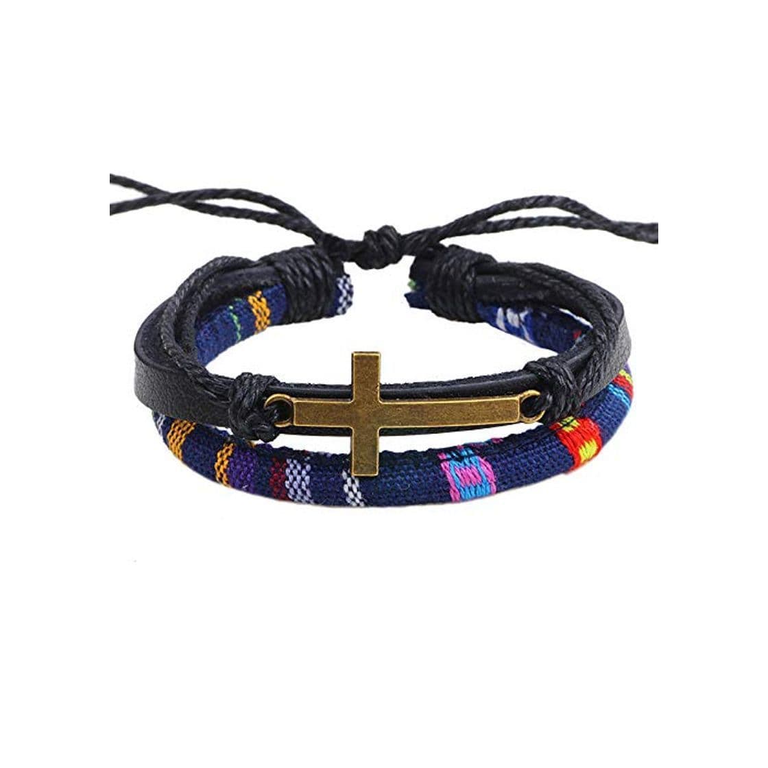 Moda DADATU Pulsera de Hombre Vintage Hombres Bronce Cruz Pulsera Cristiana Jesús Jesús