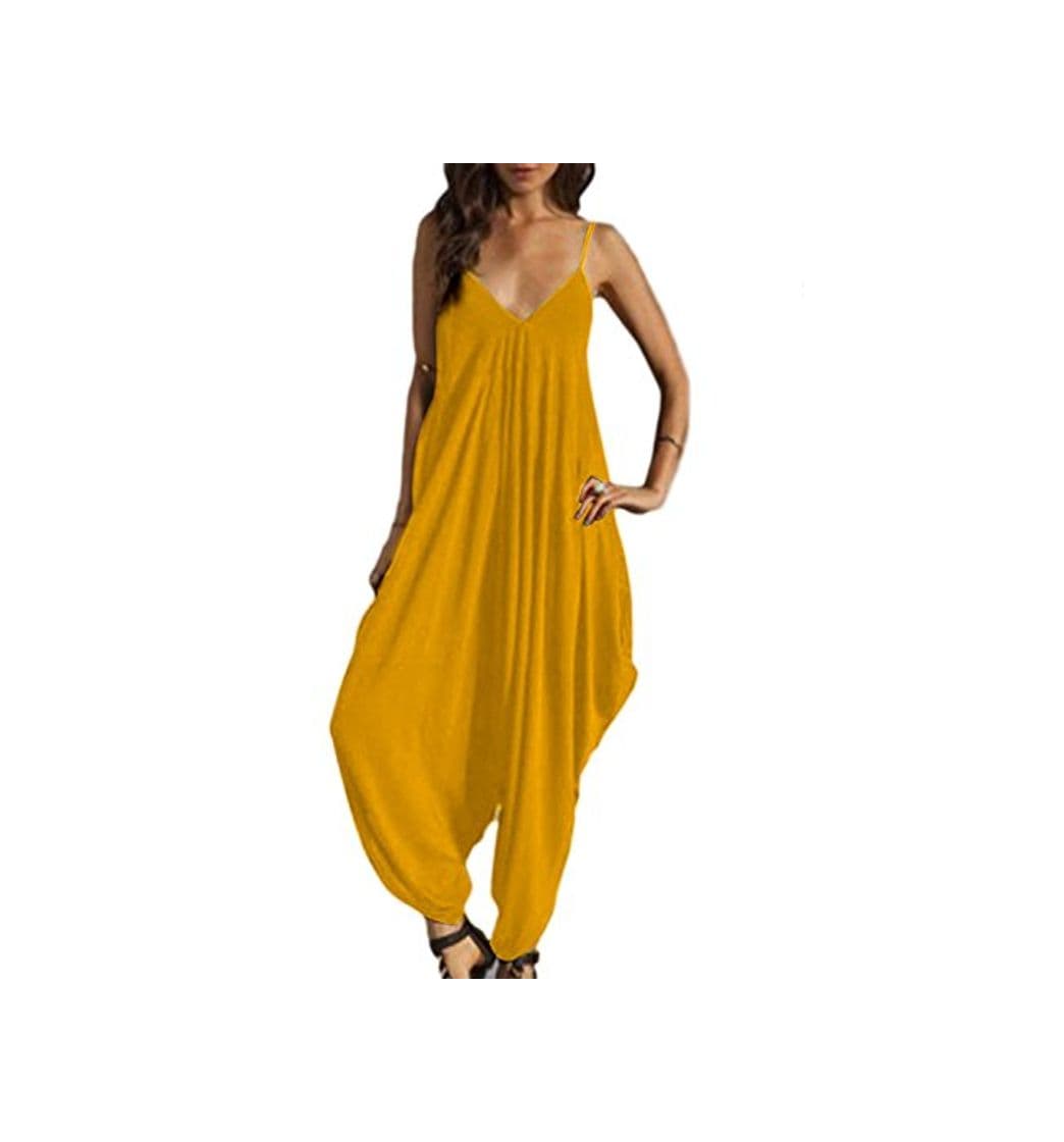 Product Women 's Casual Correa Lagenlook Mameluco Baggy Harem Mono Mono Yellow M