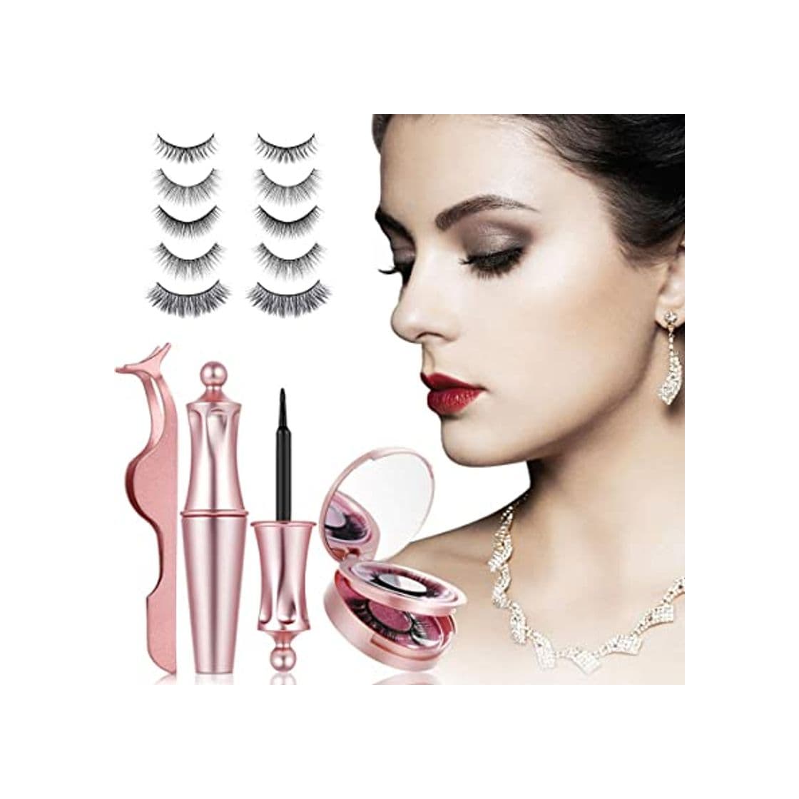 Producto Pestañas Magneticas Delineador, 3D Pestañas Postizas Magnéticas Reutilizables Kit Pestañas Eyeliner Magnetic