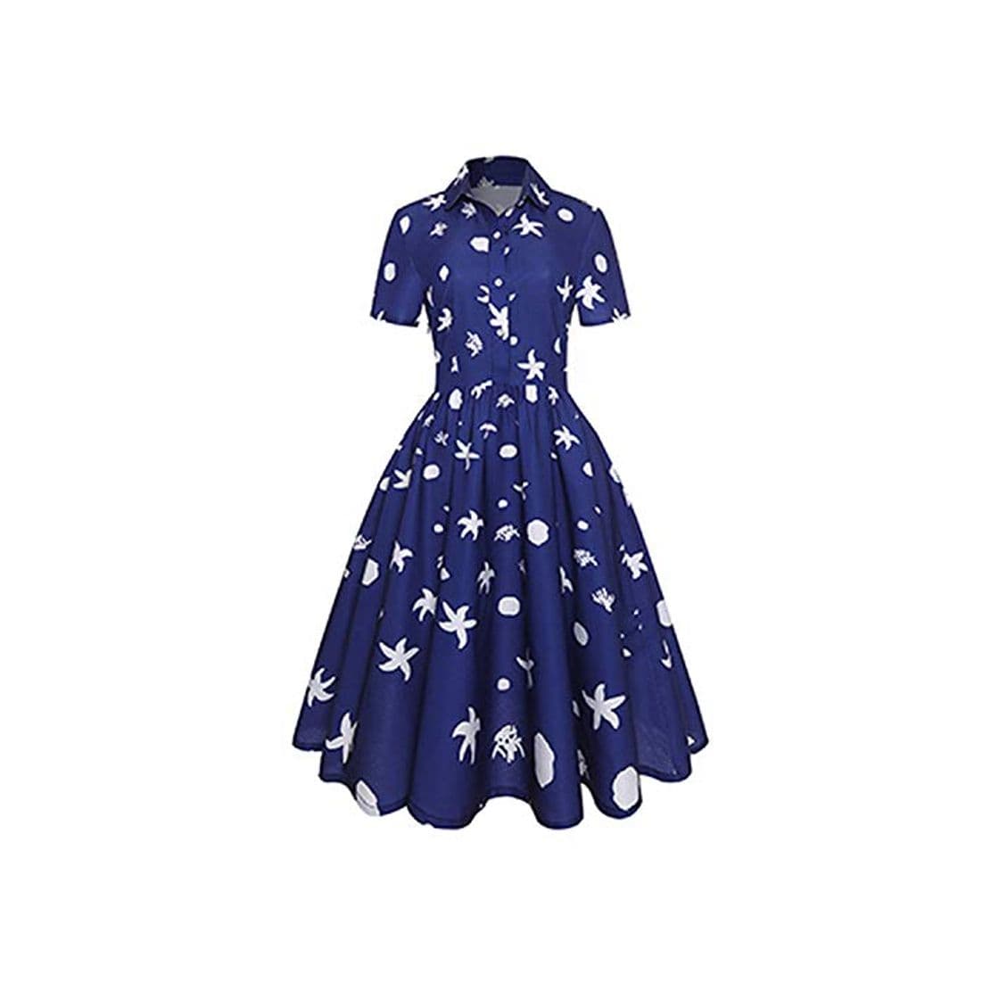 Fashion VESTIDOS Estrella Impresión Vintage Retro Vestido de las Mujeres Ropa Casual Manga Corta Cuello Cuadrado 50S 60S Swing Fiesta Vestidos Femininos