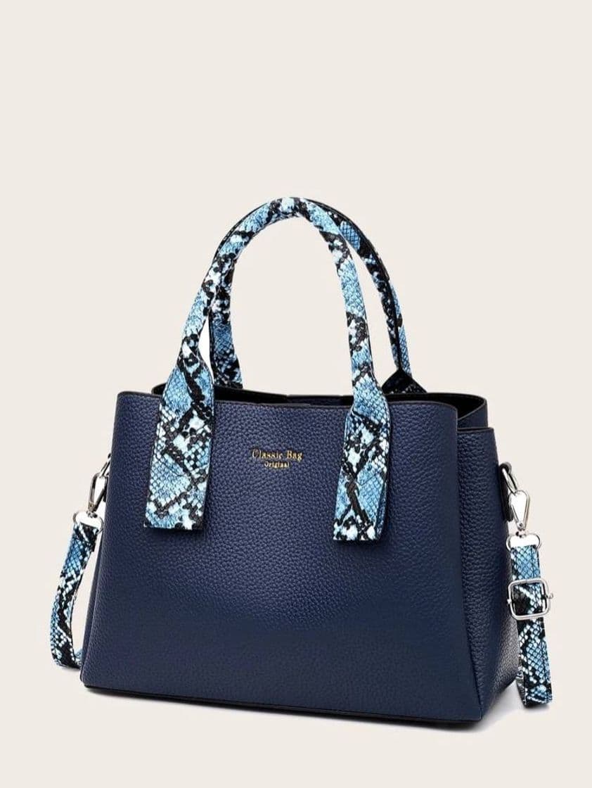 Fashion Snakeskin Print Detail Satchel Bag