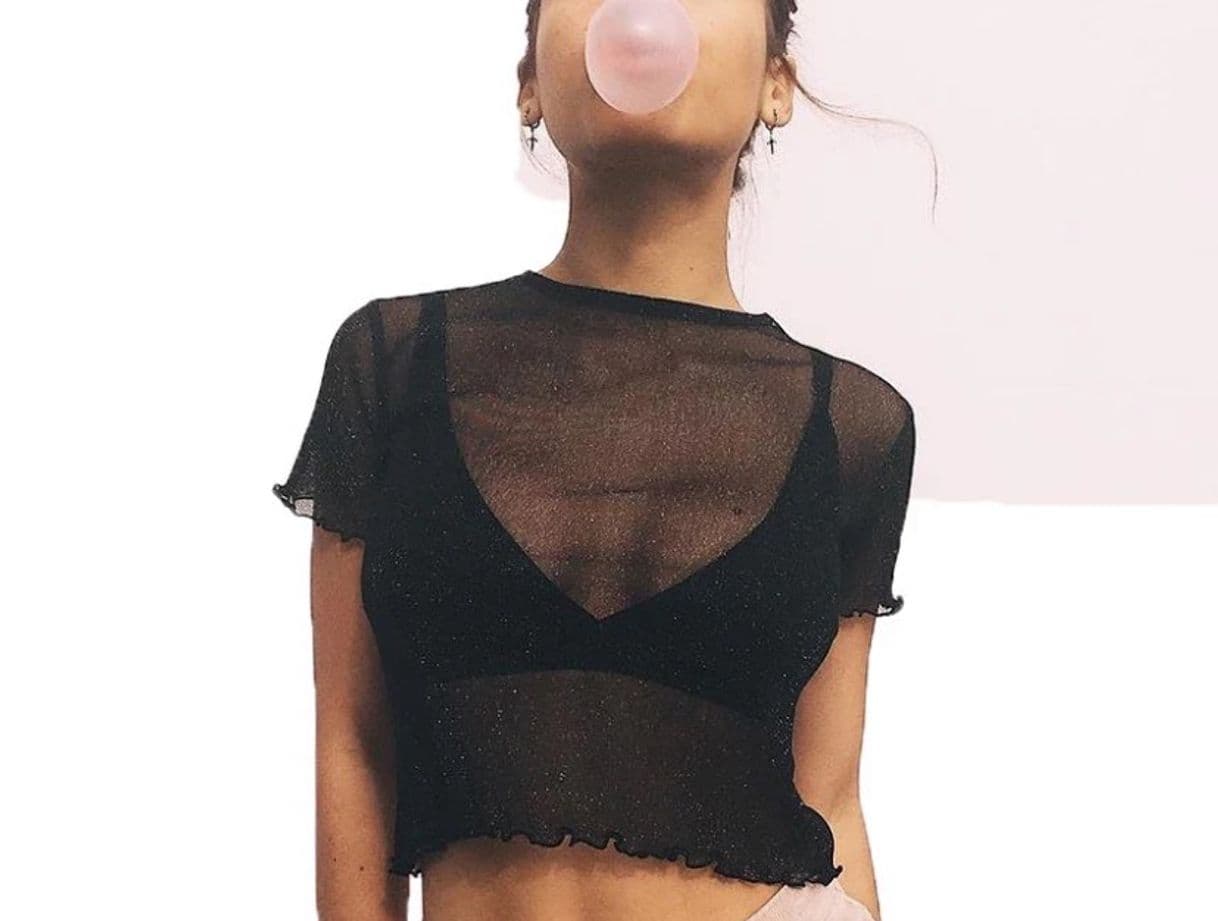 Producto Camiseta transparente negra con brillo