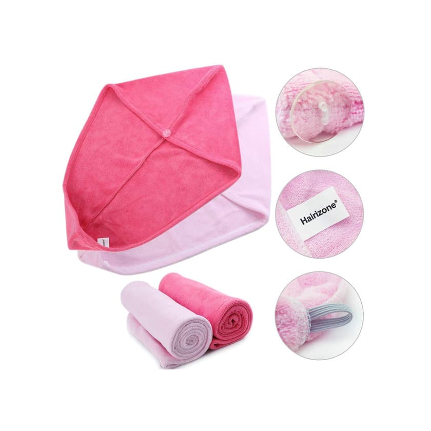 Belleza Hairizone Juego de dos toallas de microfibra ultra absorbentes para secar pelo,