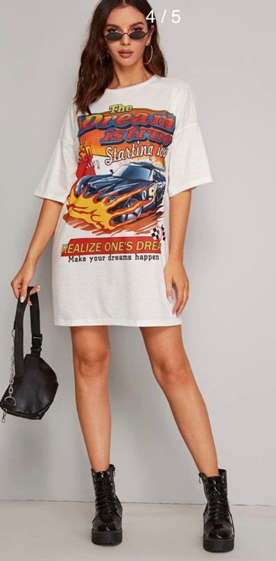 Fashion Playera larga con estampado de coche