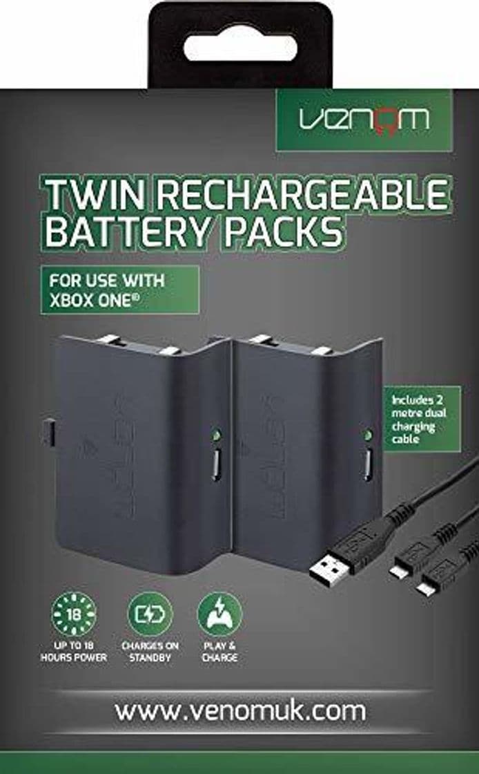 Product Venom - Twin Rechargeable Battery Packs Con Cubiertas, Color Negro