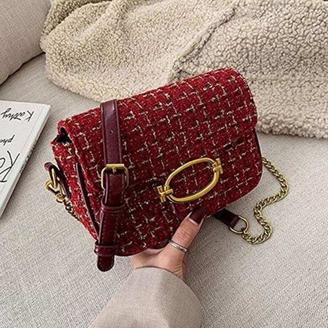 Fashion QQOPI Woven Woollen 2019 Chain Shoulder Slung Small Square Flap Purse Crossbody