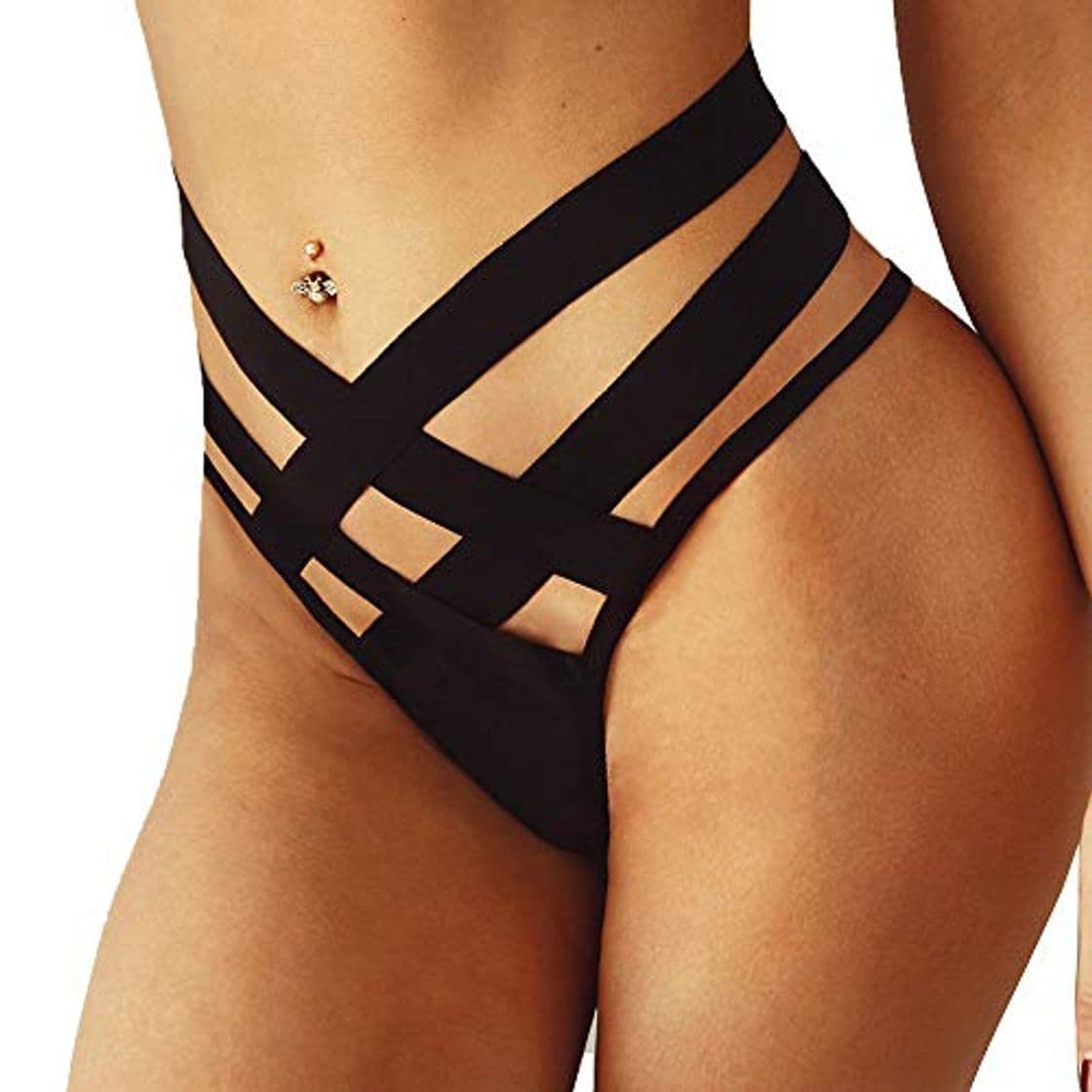 Product Damas Sexy Ropa Interior de Tiras Desnuda Ropa Interior provocativa Sexy Negro erótico Mujer XL riou