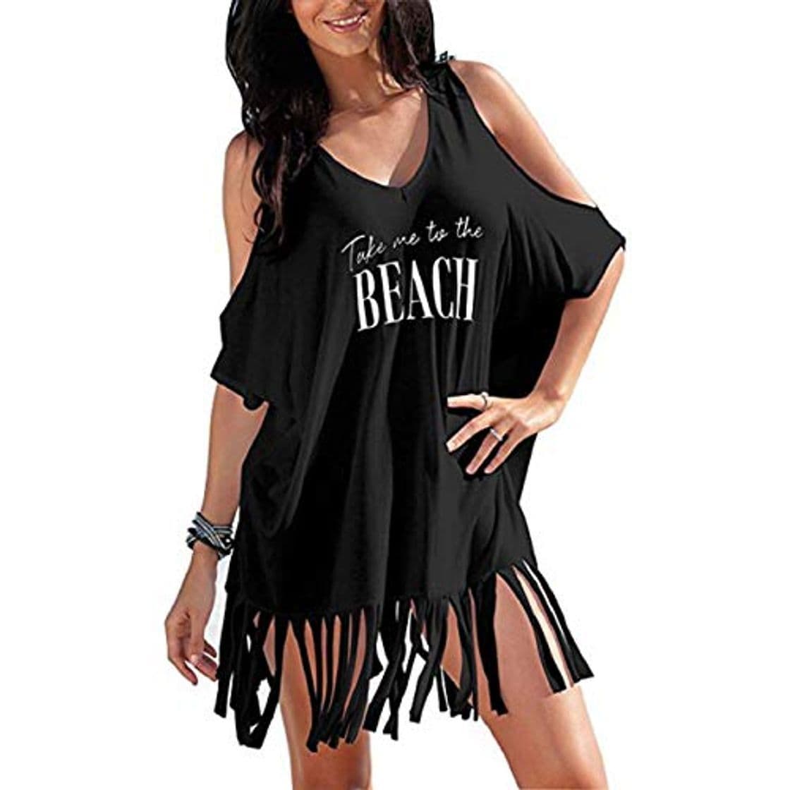 Producto heekpek Vestido de Playa Mujer Blusas Chales Camisolas y Pareos Trajes de baño Sexy Bikini Cover ups Borla Camisola Playero Ropa Verano