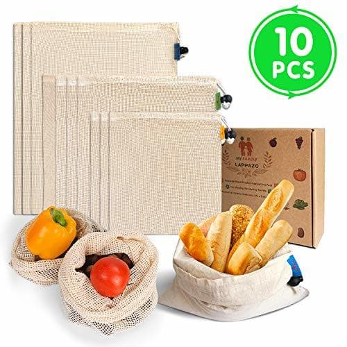 Home LAPPAZO Bolsas Reutilizables de Compra para Frutas Verduras Juguete y Granos, Bolsas