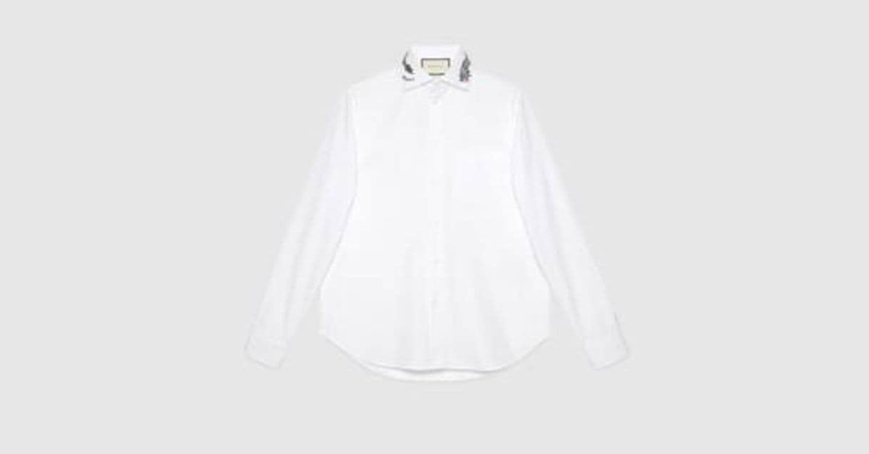 Fashion White Cotton Shirt With Embroidered Collar | GUCCI® US