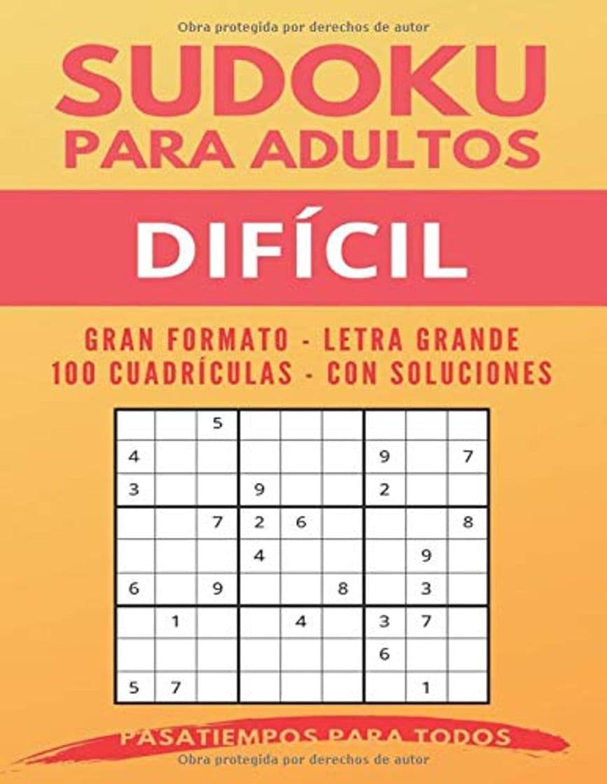 Libro Sudoku para adultos Difícil: Gran formato