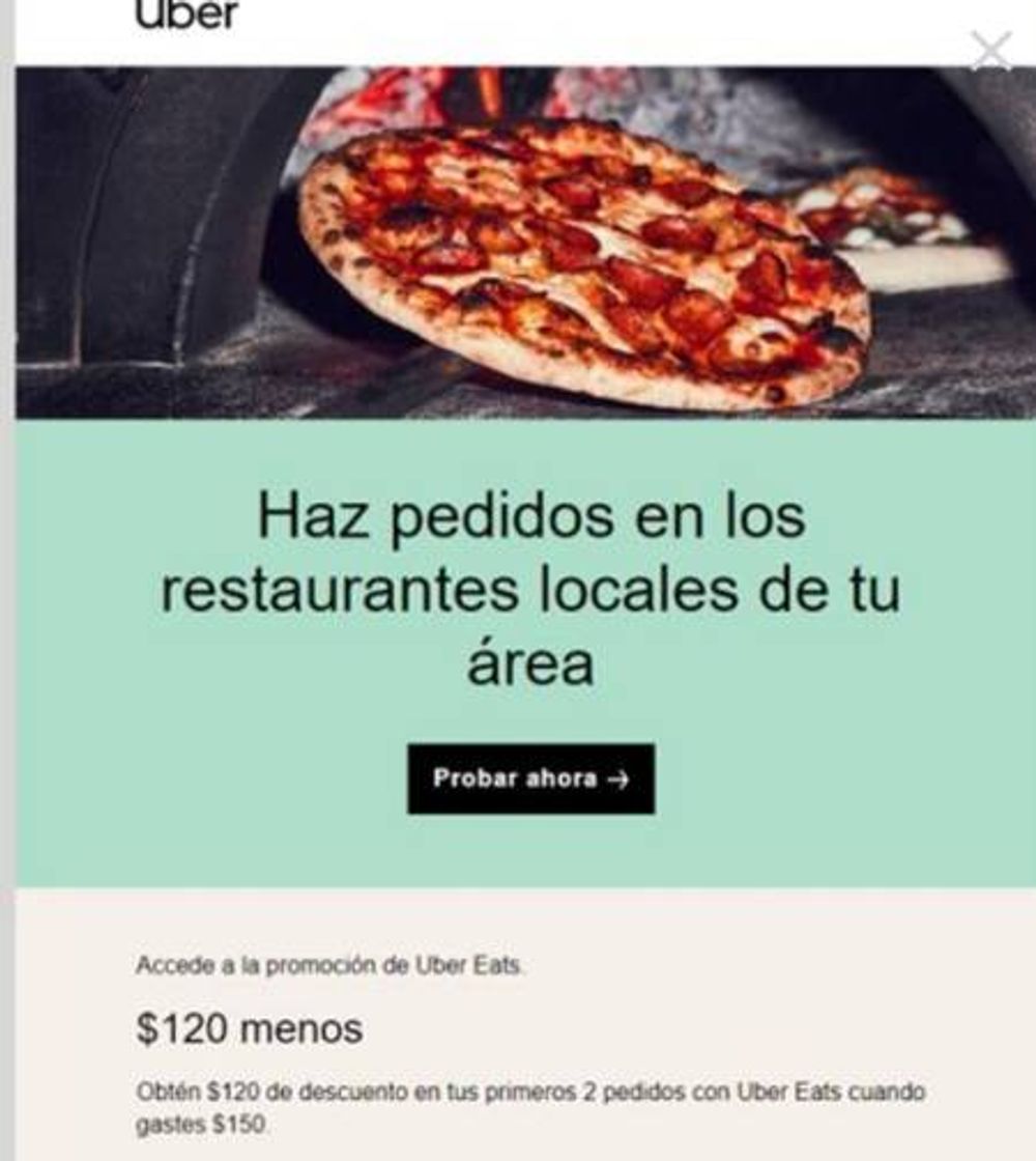 Moda Descuento 120 pesos de Uber Eats