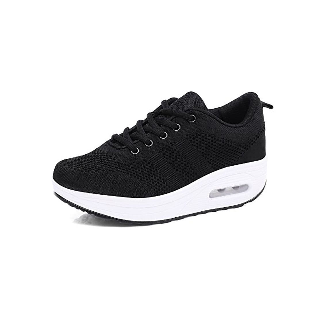 Product Zapatillas Deportivas Mujer Zapatos Deporte Gimnasio Cuña Zapatillas de Running Ligero Sneakers Cómodos Fitness Zapatos de Trabajo Zapatillas Casual Negro A 39EU