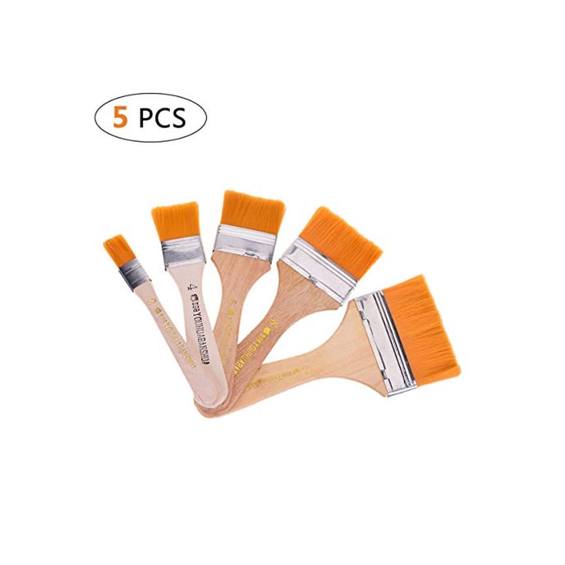 Product YoungRich 5 Piezas de Madera Cepillo de Pintura Set Surtido de Tamaño Pinceles para Paredes Recortar Pincel Angulo Profesional Cepillo de Pared Conjunto Inicio Pinceles Pintura al Oleo de Barbacoa