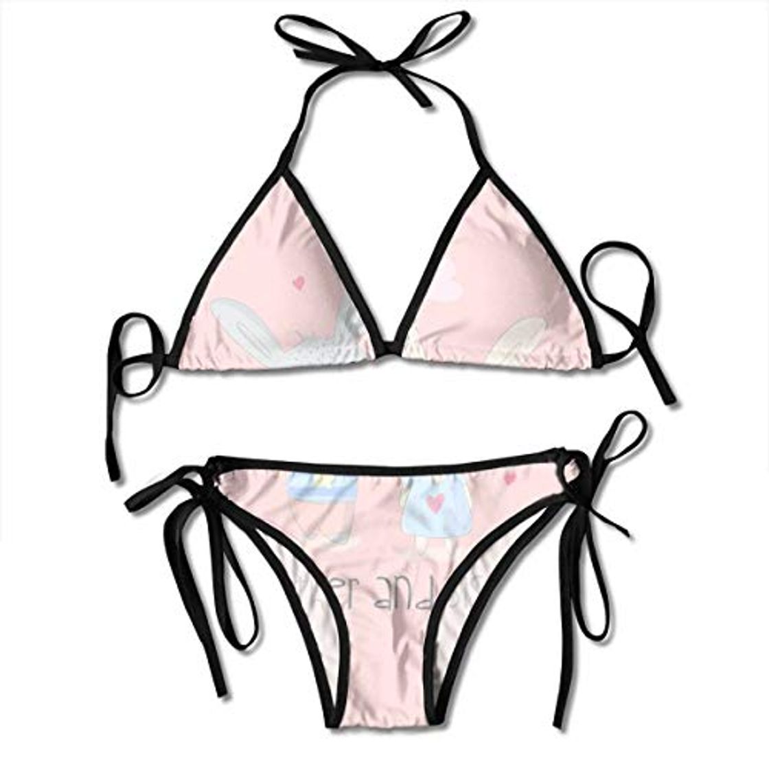 Fashion Bikini Hand Drawn of Cute Kawai Cat In The Pink Background Suitable