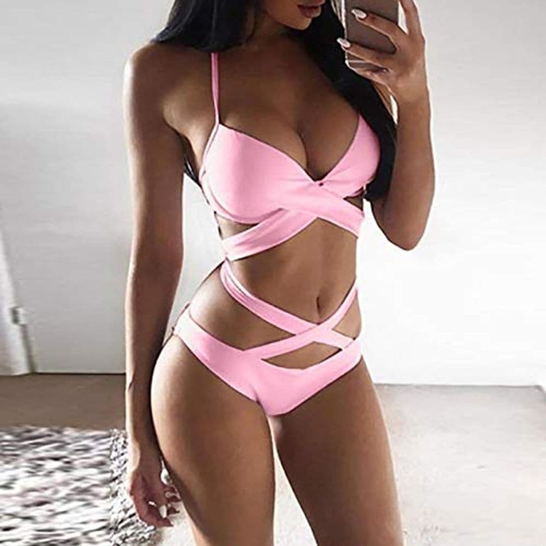 Moda MNBV Traje De Baño 7 Colores Mujeres Solid High Cut One Piece Push Up Sujetador Acolchado Traje De Baño Divertido Traje De Baño Bikini LC