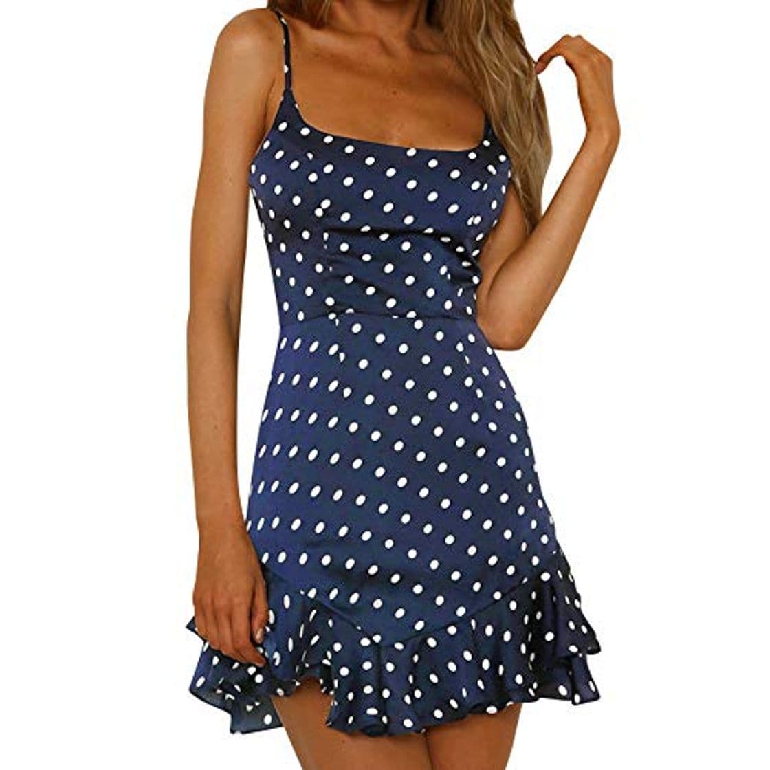 Producto Vestidos Mujer Verano Vestido Halter Sexy Manga Corta Recortada Cuello Redondo a Rayas Irregulares Fiesta Coctel Vestidos Playa Mujeres Slim Fit Mini Dress Casual riou